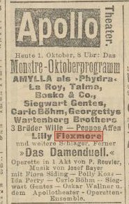 Apollo Theater Vienna October 1st, 1907