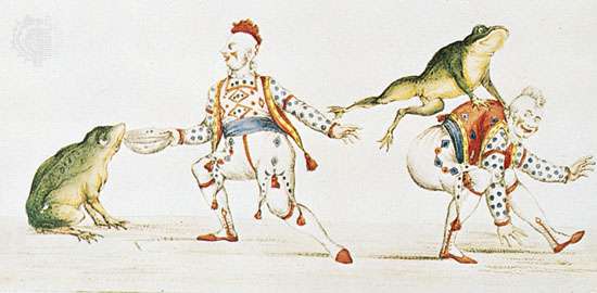 Joseph Grimaldi — Watercolour with frogs
