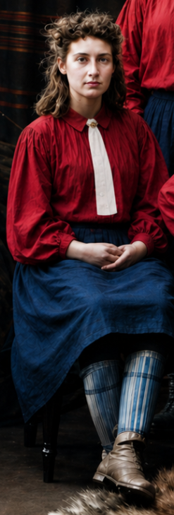 Ellen Mary Ann Dunn aged 16 — British Ladies Football Club 1895 — North London team kit — red blouse — Playing as Ruth Coupland
