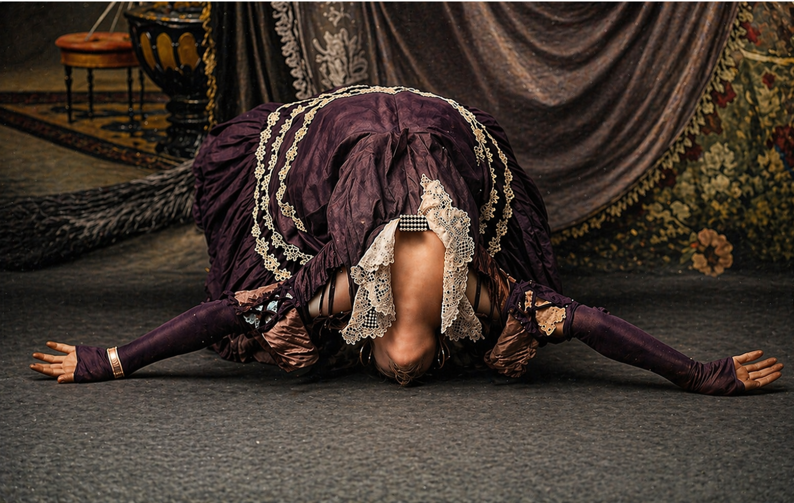 Lily Flexmore · The Back Bend · Colourised promotional photograph