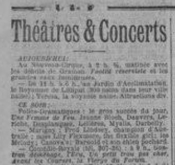 Le Journal de Paris Théâtres & Concerts 1909