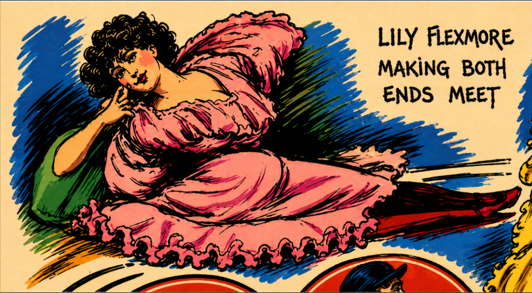 Lily Flexmore — Making Both Ends Meet — Newcastle Daily Chronicle cartoon, 1906 — Posterised