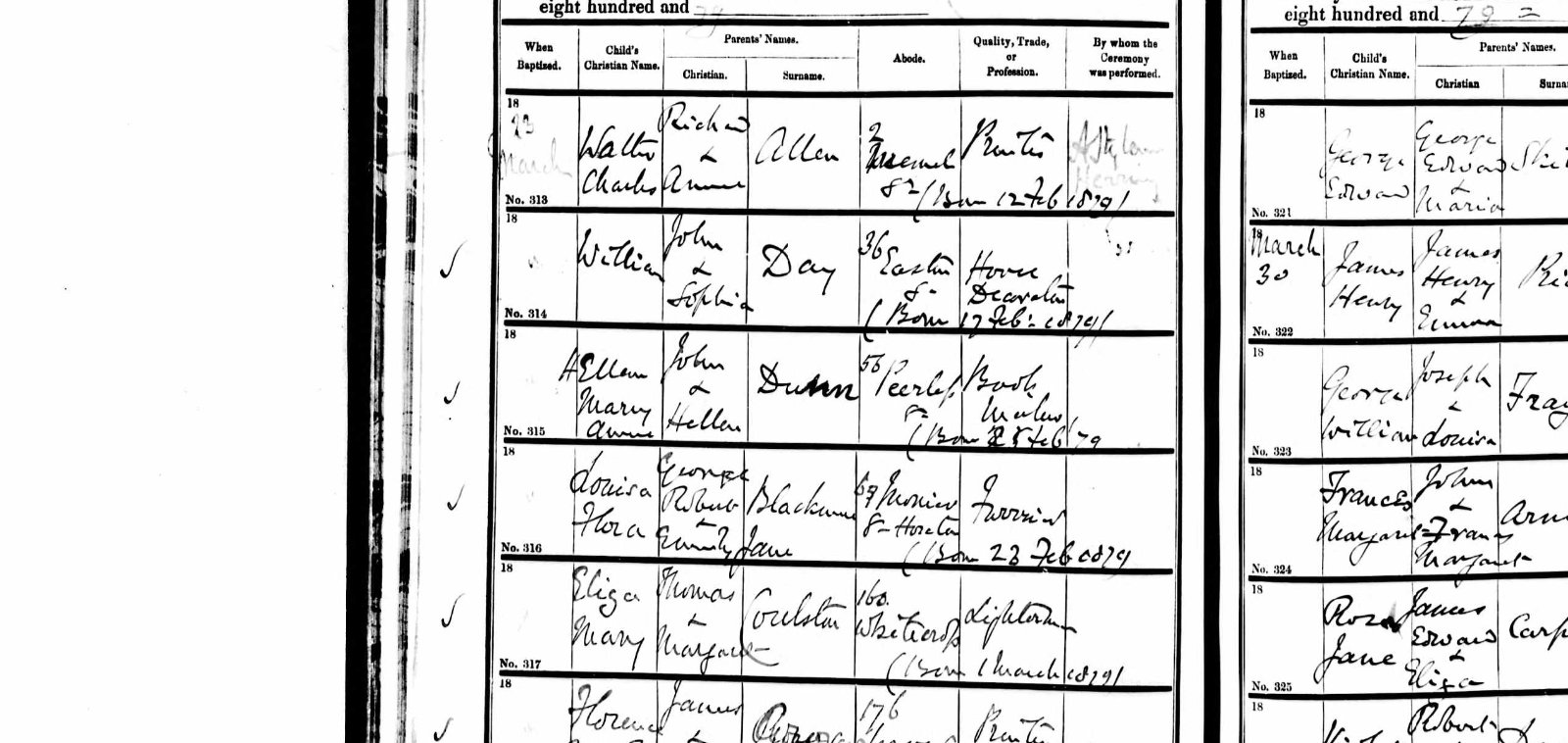 Baptism Record Ellen Mary Ann Dunn 1879
